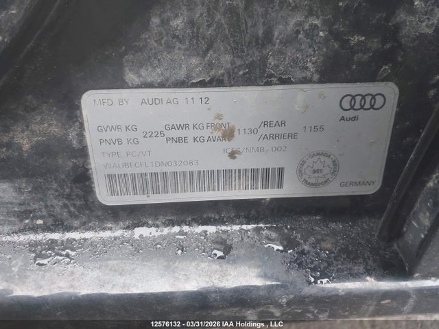 Aukcja sprzedaży 2013 Audi A4, vin: WAUBFCFL1DN032083, numer aukcji: 12576132
