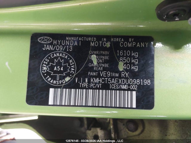 Aukcja sprzedaży 2013 Hyundai Accent Gls/gs, vin: KMHCT5AEXDU098198, numer aukcji: 12576145