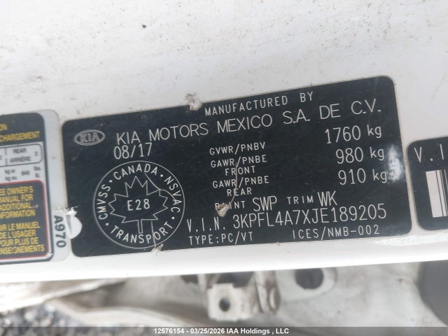 Auction sale of the 2018 Kia Forte Lx/s, vin: 3KPFL4A7XJE189205, lot number: 12576154