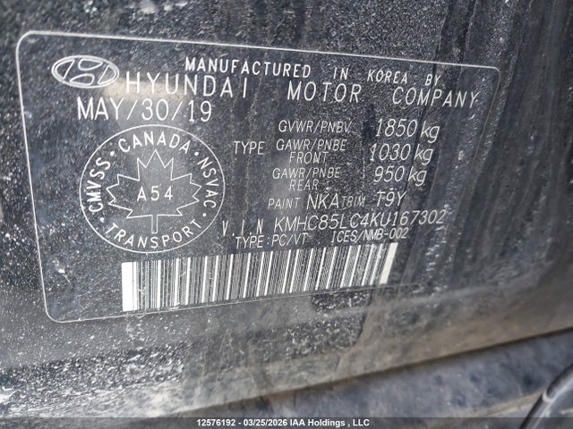 KMHC85LC4KU167302 Hyundai Ioniq Hybrid Preferred