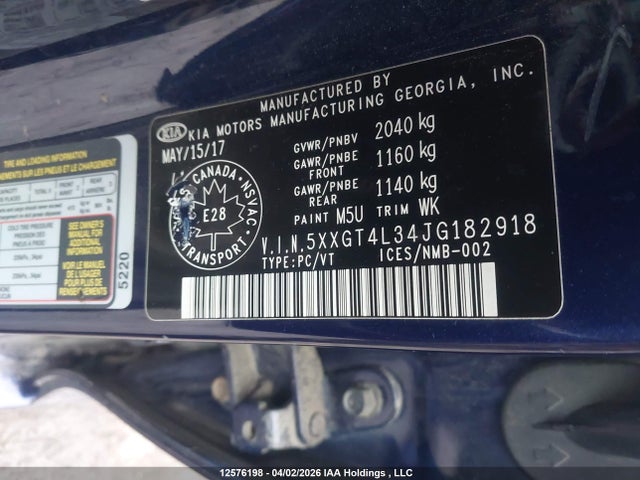 5XXGT4L34JG182918 KIA Optima Lx/lx+