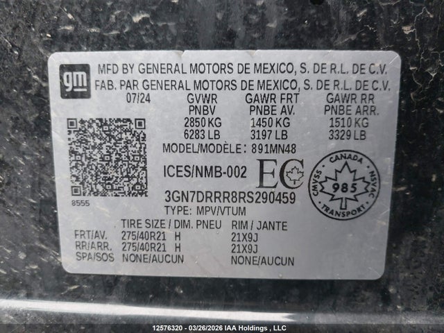 Продажа на аукционе авто 2024 Chevrolet Equinox Ev Rs, vin: 3GN7DRRR8RS290459, номер лота: 12576320