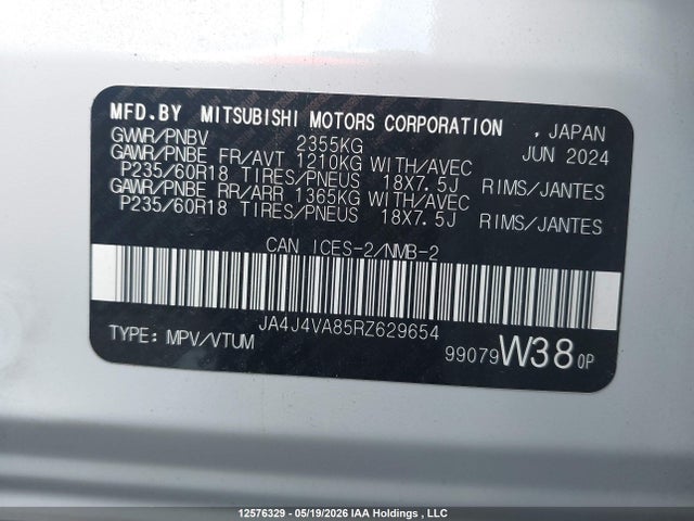 JA4J4VA85RZ629654 Mitsubishi Outlander Le/se/sel