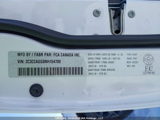 Продажа на аукционе авто 2022 Chrysler 300 S, vin: 2C3CCAGG0NH154700, номер лота: 12576364