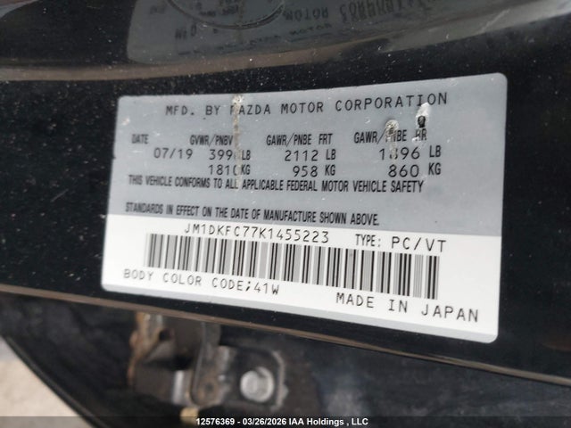Aukcja sprzedaży 2019 Mazda Cx-3 Touring, vin: JM1DKFC77K1455223, numer aukcji: 12576369