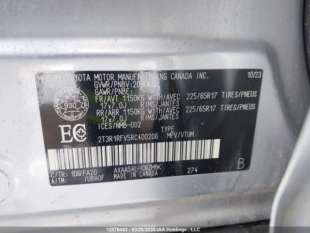 Продажа на аукционе авто 2024 Toyota Rav4, vin: 2T3R1RFV5RC400206, номер лота: 12576443