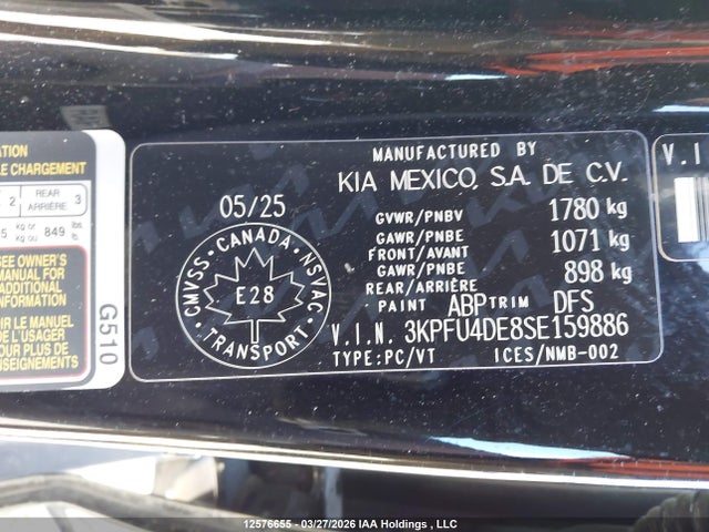 12576655 :رقم المزاد ، 3KPFU4DE8SE159886 vin ، 2025 Kia K4 Ex/ex+ مزاد بيع