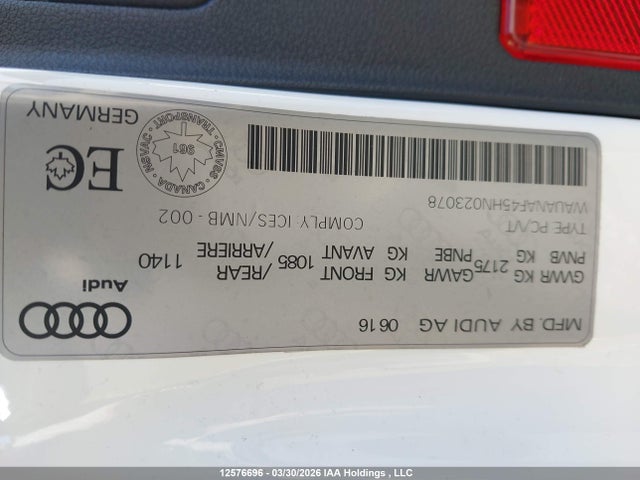 WAUANAF45HN023078 Audi A4 2.0t Komfort