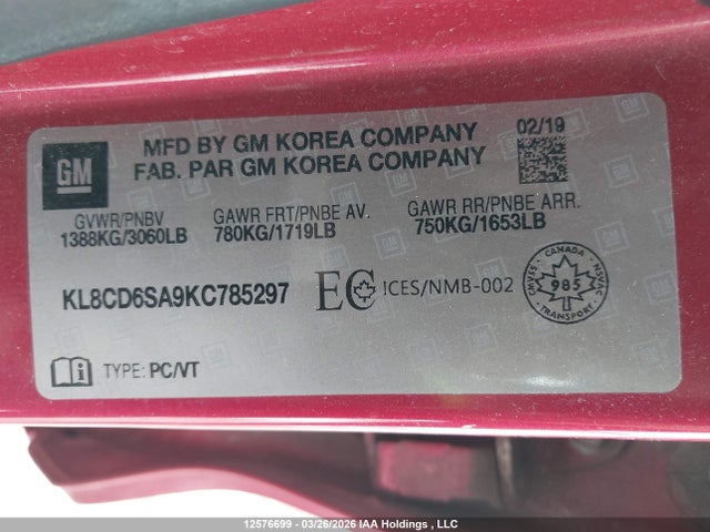 Chevrolet Spark 2019 KL8CD6SA9KC785297 Image 9