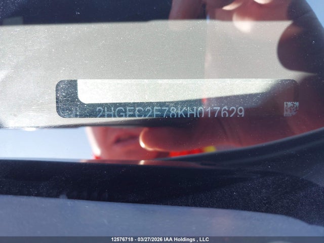 2019 Honda Civic Ex მანქანა იყიდება აუქციონზე, vin: 2HGFC2F78KH017629, აუქციონის ნომერი: 12576718