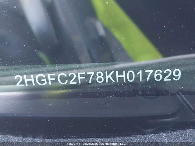 2019 Honda Civic Ex მანქანა იყიდება აუქციონზე, vin: 2HGFC2F78KH017629, აუქციონის ნომერი: 12576718