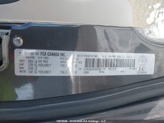 Продажа на аукционе авто 2019 Dodge Grand Caravan Se, vin: 2C4RDGBG2KR555958, номер лота: 12576846