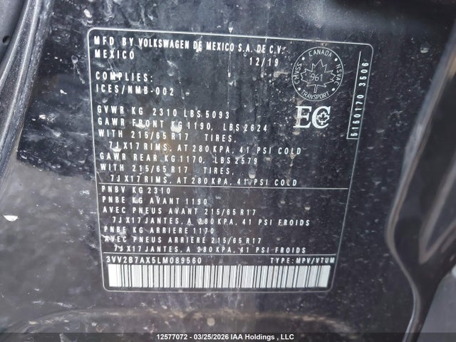3VV2B7AX5LM089560 Volkswagen Tiguan