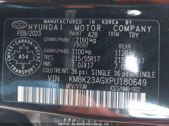 KM8K23AGXPU180649 Hyundai Kona Se