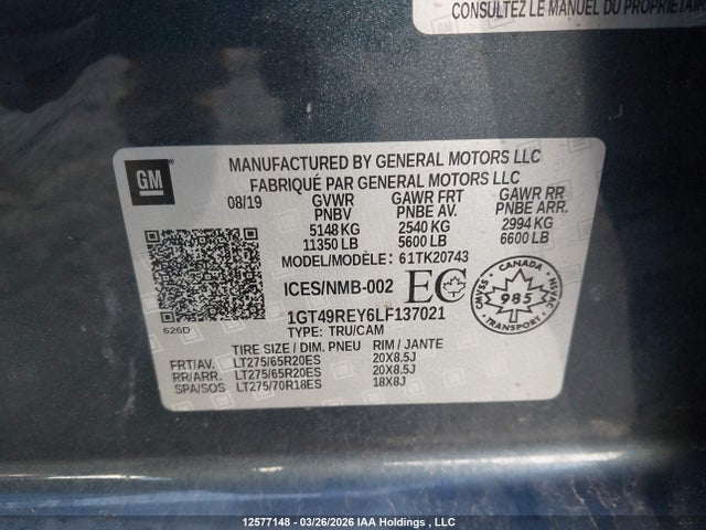 1GT49REY6LF137021 GMC Sierra 2500hd Denali