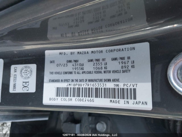 Aukcja sprzedaży 2024 Mazda Mazda3 Gt W/turbo, vin: JM1BPBDY7R1653531, numer aukcji: 12577151