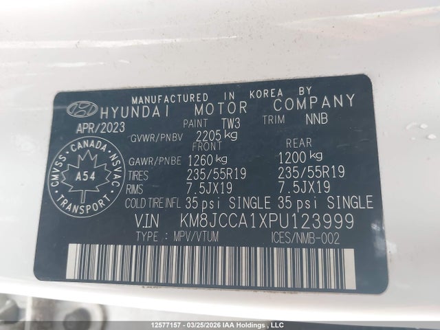 KM8JCCA1XPU123999 Hyundai Tucson Luxury Hybrid Awd