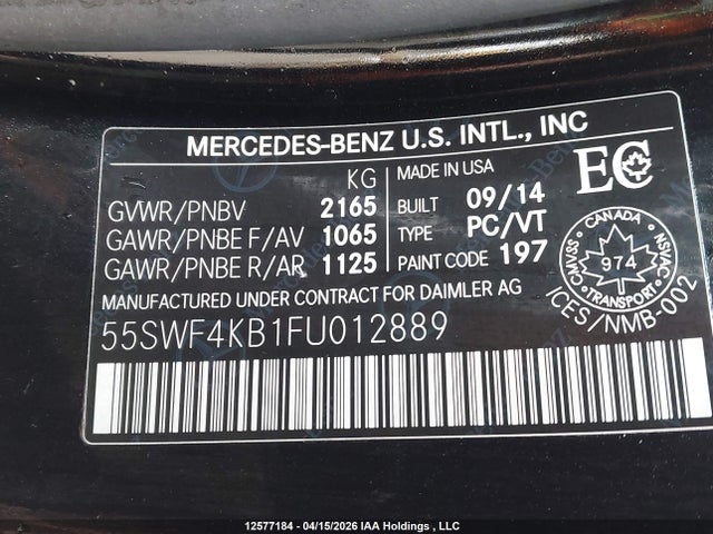 55SWF4KB1FU012889 Mercedes-Benz C 300 4matic