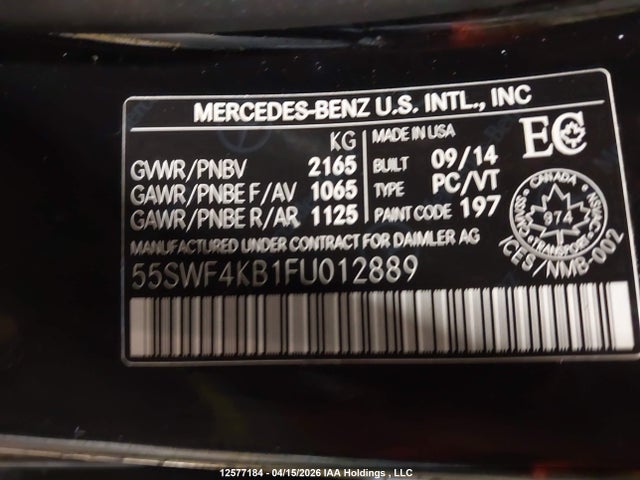 55SWF4KB1FU012889 Mercedes-Benz C 300 4matic