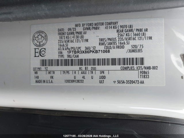 1FTBR3X86PKB71068 Ford Transit T-250