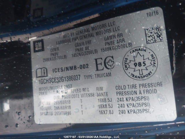 1GCHSCE32G1386037 Chevrolet Colorado Lt