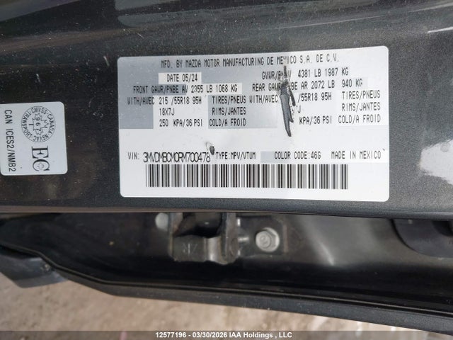 Aukcja sprzedaży 2024 Mazda Cx-30 Preferred, vin: 3MVDMBCM0RM700478, numer aukcji: 12577196