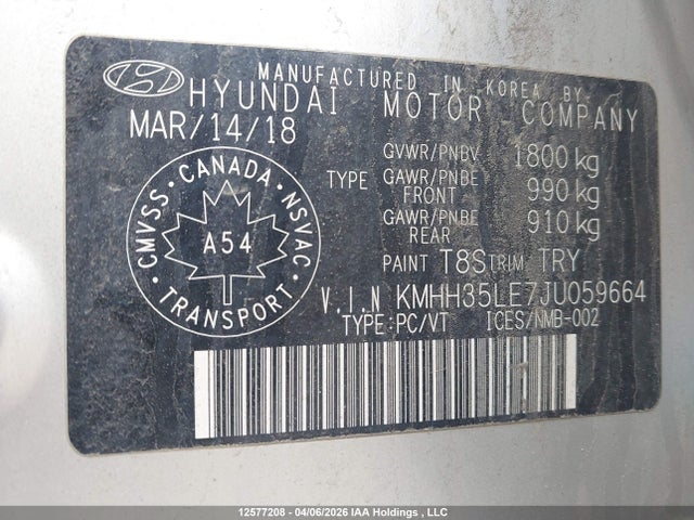 KMHH35LE7JU059664 Hyundai Elantra