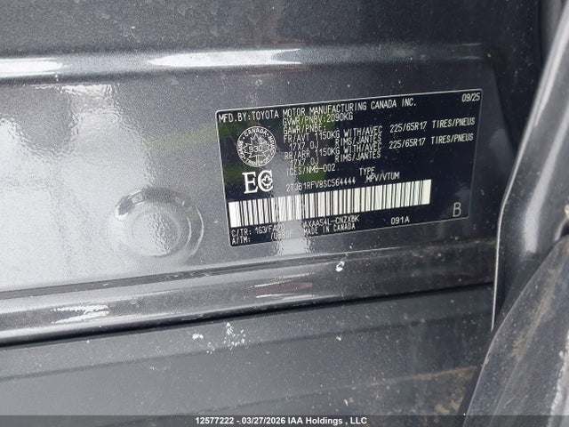 12577222 :رقم المزاد ، 2T3B1RFV8SC564444 vin ، 2025 Toyota Rav4 Le مزاد بيع