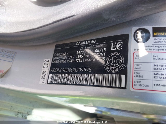 12577249 :رقم المزاد ، WDDHF9BB9GB209598 vin ، 2016 Mercedes-benz E 550 4matic مزاد بيع