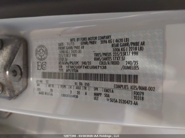 Продаж на аукціоні авто 2014 Ford Escape S, vin: 1FMCU0F74EUB67138, номер лоту: 12577250