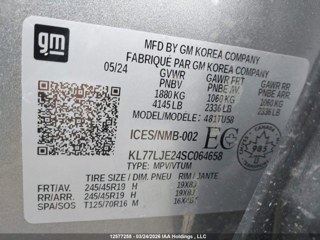 KL77LJE24SC064658 Chevrolet Trax 2rs