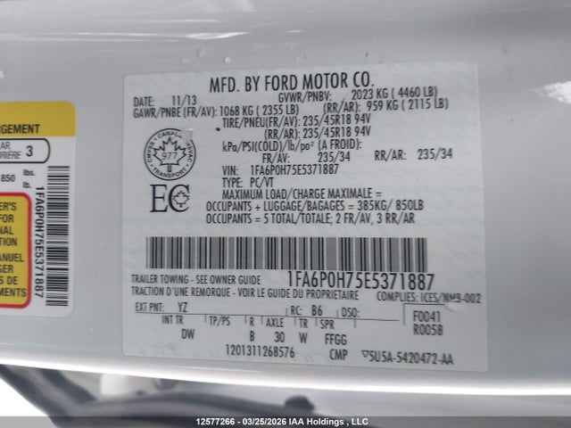 1FA6P0H75E5371887 Ford FUSION SE