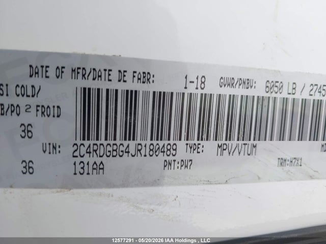 2C4RDGBG4JR180489 Dodge Grand Caravan Se