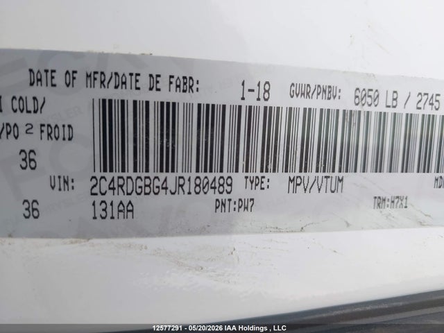 2C4RDGBG4JR180489 Dodge Grand Caravan Se