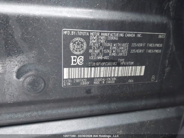 2023 Toyota Rav4 Le მანქანა იყიდება აუქციონზე, vin: 2T3B1RFV9PC365183, აუქციონის ნომერი: 12577350