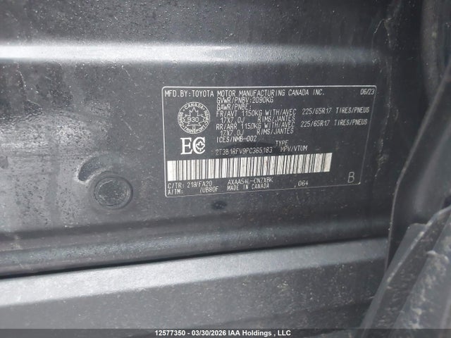 2023 Toyota Rav4 Le მანქანა იყიდება აუქციონზე, vin: 2T3B1RFV9PC365183, აუქციონის ნომერი: 12577350