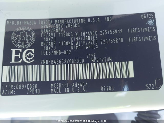 7MUFBABG5SV085900 Toyota Corolla Cross Hybrid Xse