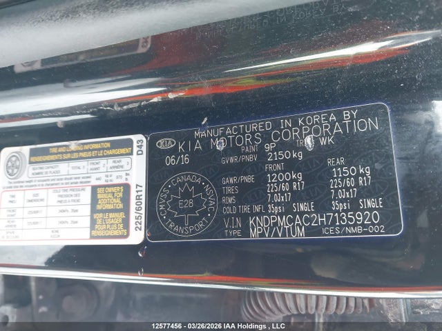 KNDPMCAC2H7135920 KIA Sportage Lx