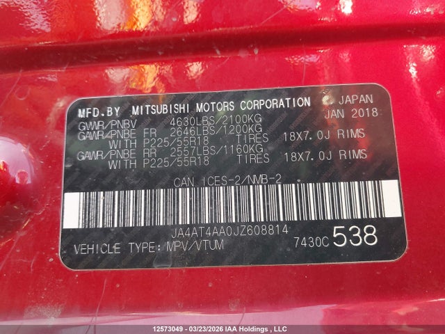 JA4AT4AA0JZ608814 Mitsubishi Eclipse Cross Gt/se