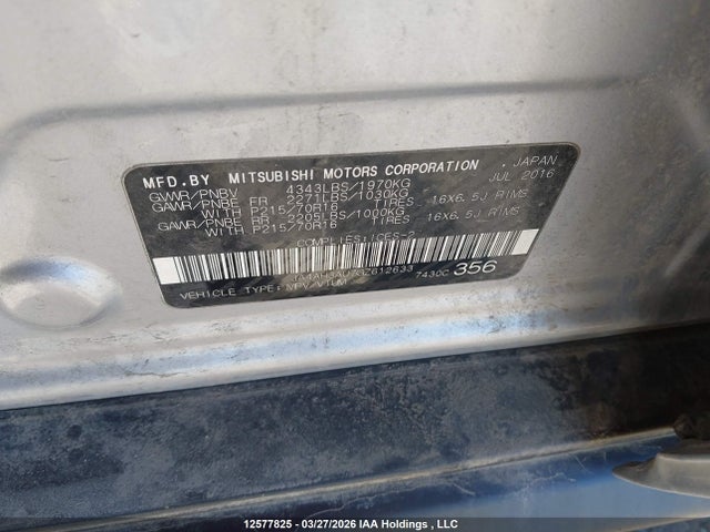 JA4AH3AU7GZ612633 Mitsubishi Rvr Se/es