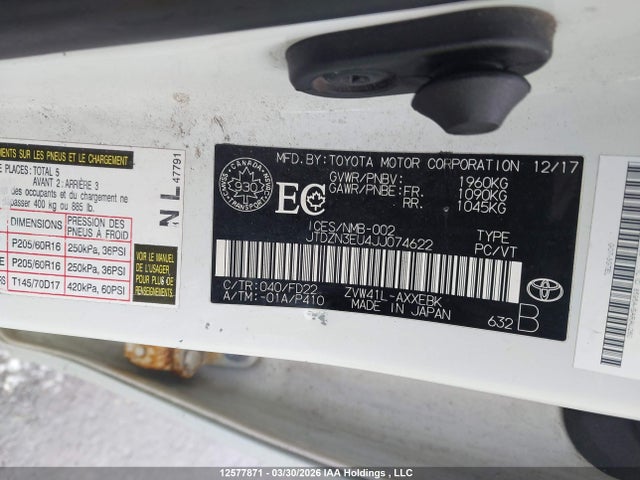 JTDZN3EU4JJ074622 Toyota PRIUS V