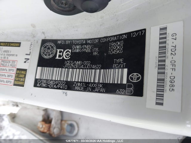 JTDZN3EU4JJ074622 Toyota PRIUS V