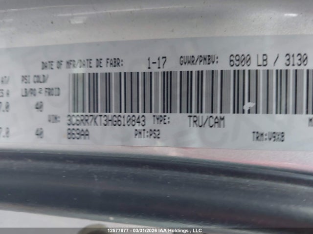 3C6RR7KT3HG610843 Dodge RAM 1500