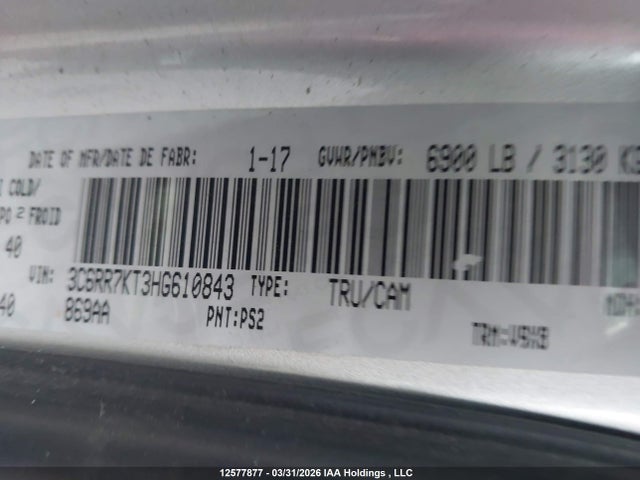 3C6RR7KT3HG610843 Dodge RAM 1500