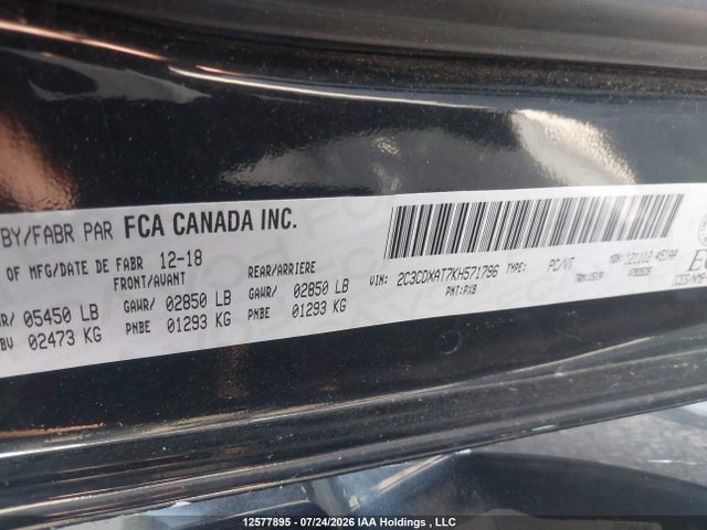 Aukcja sprzedaży 2019 Dodge Charger Police, vin: 2C3CDXAT7KH571796, numer aukcji: 12577895