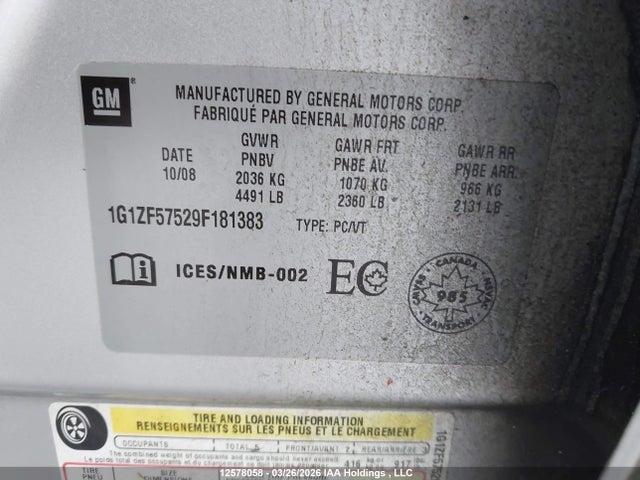 Продажа на аукционе авто 2009 Chevrolet Malibu Hybrid, vin: 1G1ZF57529F181383, номер лота: 12578058