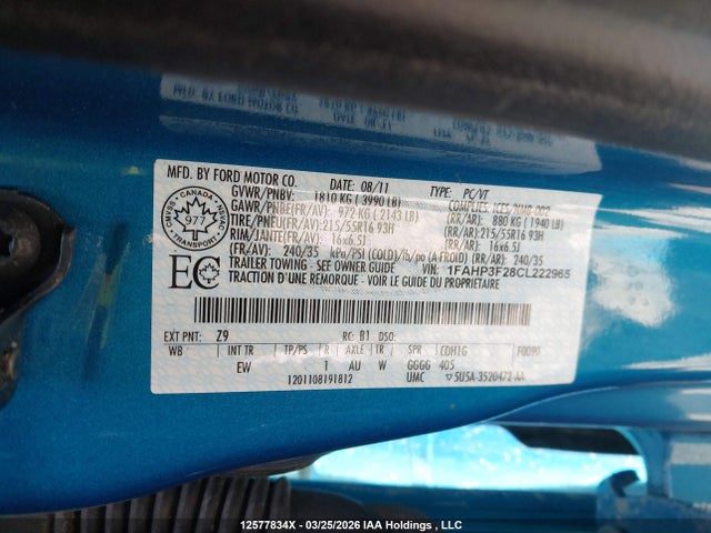 2012 Ford Focus Se მანქანა იყიდება აუქციონზე, vin: 1FAHP3F28CL222965, აუქციონის ნომერი: 12577834