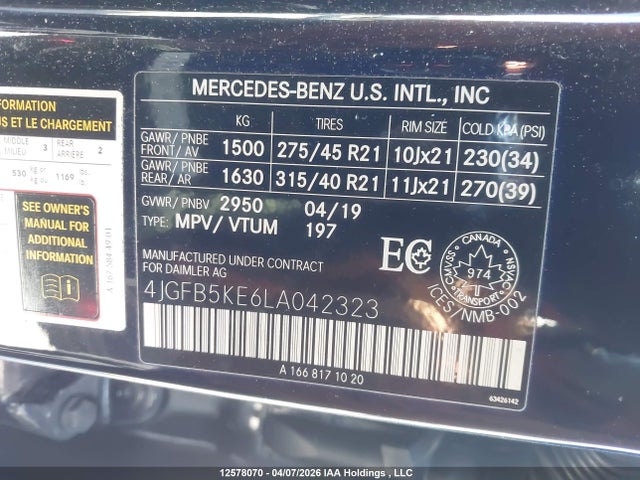 4JGFB5KE6LA042323 Mercedes-Benz Gle 450 4matic