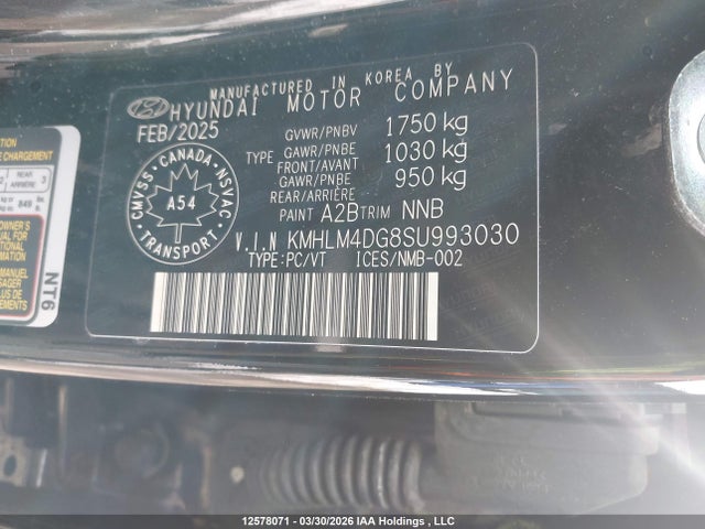 Продажа на аукционе авто 2025 Hyundai Elantra Sel Sport, vin: KMHLM4DG8SU993030, номер лота: 12578071