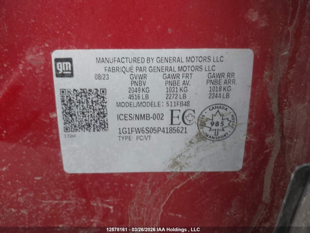 1G1FW6S05P4185621 Chevrolet Bolt Ev 1lt